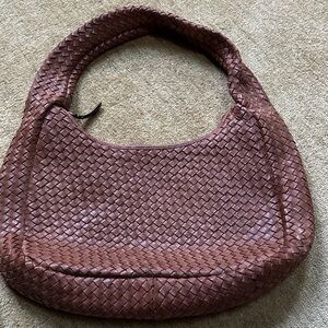 Elegant Brown Woven Leather Women's Bag, perfect condition